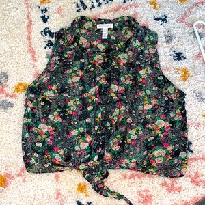 Ambiance apparel floral sheer tank